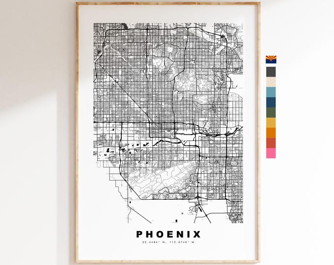 Phoenix Map Print - City Map Poster - Map Art - USA City Maps - Phoenix Print - Phoenix Poster - Minimalist City Map - Arizona