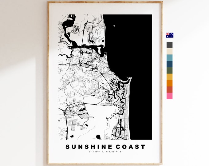 Sunshine Coast Map Print - City Map Poster - Map Wall Art - Australia City Maps - Sunshine Coast Print - Poster - Minimalist City Map