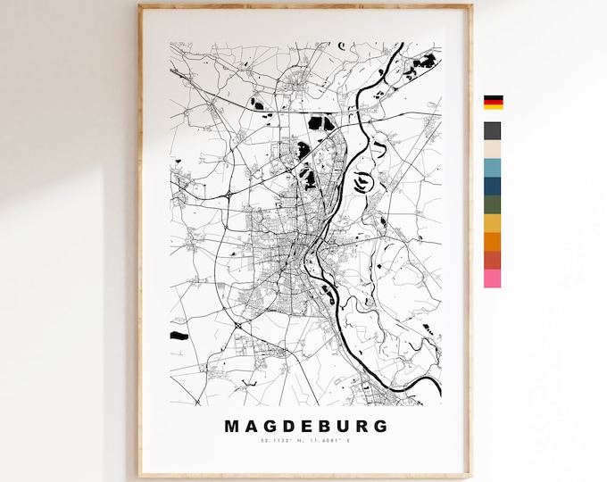 Magdeburg Map Print - City Map Poster - Map Wall Art - Germany City Maps - Magdeburg Print - Magdeburg Poster - Minimalist City Map