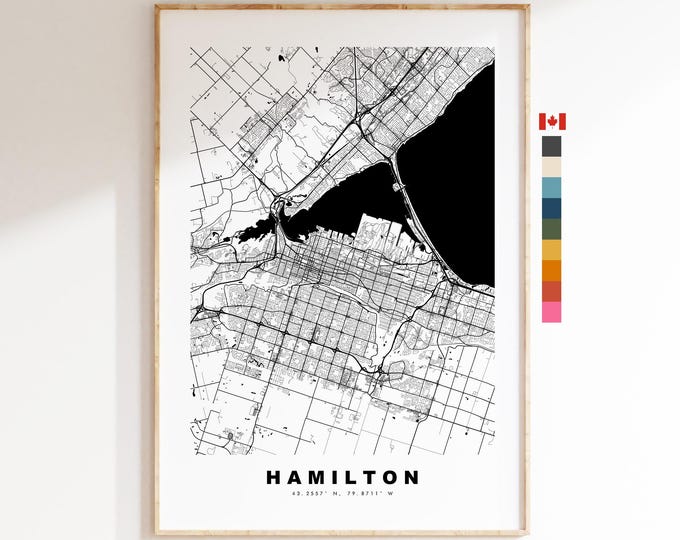 Hamilton Map Print - City Map Poster - Map Art - Map Wall Art - Canada City Maps - Hamilton Print - Hamilton Poster - Minimalist City Map