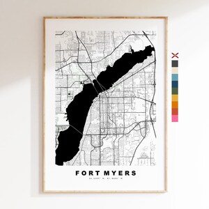 Fort Myers Stadsplattegrond Print - kaartprint - kaartkunst - prints of ingelijste prints - minimalistisch - Verenigde Staten