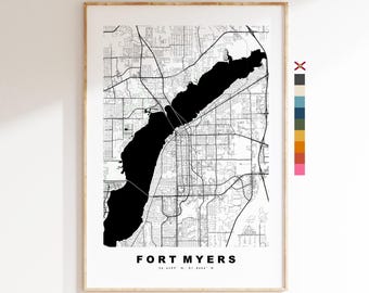 Fort Myers Map Print - City Map Poster - Map Art - USA City Maps - Fort Myers Print - Fort Myers Poster - Minimalist City Map - Florida