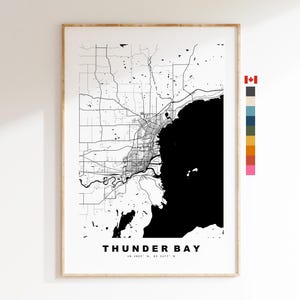 Thunder Bay Stampa mappa della città - stampa mappa - mappa artistica - stampe o stampe incorniciate - minimalista - Canada