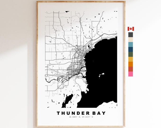 Thunder Bay Map Print - City Map Poster - Map Art - Map Wall Art - Canada City Maps - Thunder Bay Print - Poster - Minimalist City Map