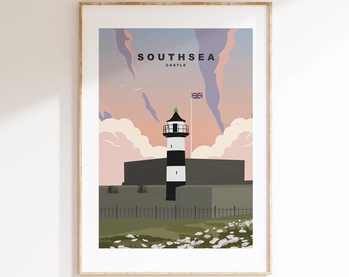 Southsea Castle Travel Poster (Sunset) - Wall Art Print - Southsea and Portsmouth Travel Posters - Prints or Framed Prints