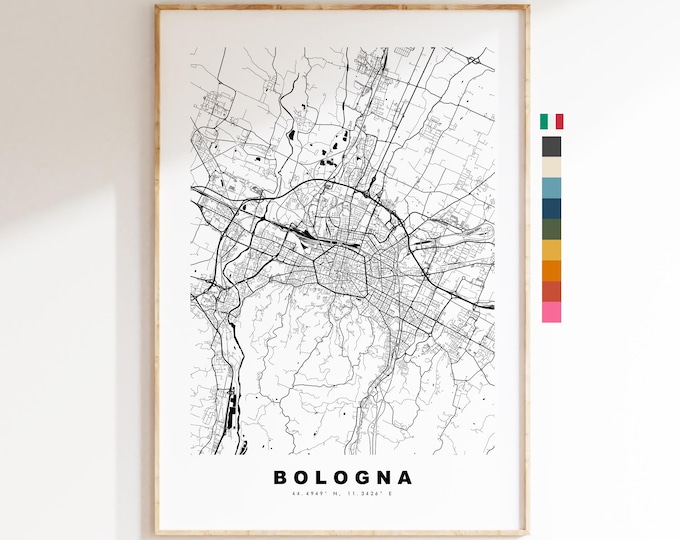Bologna Map Print - City Map Poster - Map Art - Map Wall Art - Italy City Maps - Bologna Print - Bologna Poster - Minimalist City Map