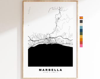 Marbella Stadsplattegrond - kaartprint - kaartkunst - prints of ingelijste prints