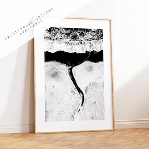 Black Beach - Iceland Photography Print - Iceland Wall Art - Iceland Poster - Aerial Photography - Black and White Photography - Minimalist