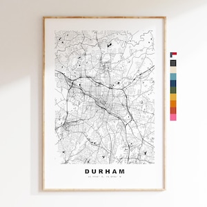 Durham Map Print (North Carolina) - City Map Poster - Map Art - USA City Maps - Print - Poster - Minimalist City Map - North Carolina