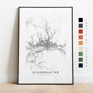 Ulaanbaatar Map Print - City Map Poster - Map Art - Map Wall Art - Mongolia City Map - Ulaanbaatar Print - Poster - Wall Art - Asia