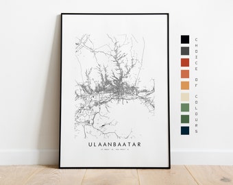 Ulaanbaatar Map Print - City Map Poster - Map Art - Map Wall Art - Mongolia City Map - Ulaanbaatar Print - Poster - Wall Art - Asia