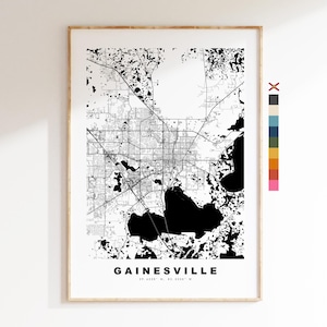 Gainesville Stadsplattegrond Print - kaartprint - kaartkunst - prints of ingelijste prints - minimalistisch - Verenigde Staten