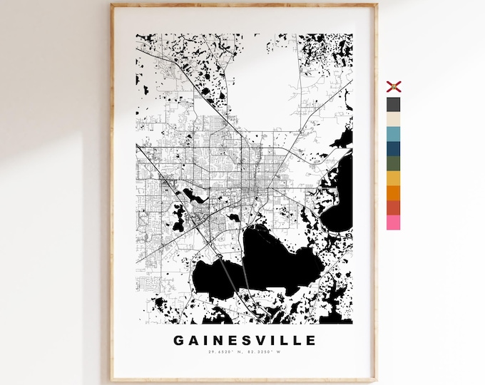 Gainesville Map Print - City Map Poster - Map Art - USA City Maps - Gainesville Print - Gainesville Poster - Minimalist City Map - Florida