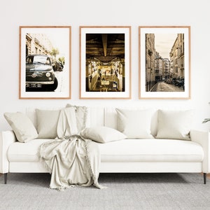 Paris Retro Print Set of Three - Paris Photography Prints - Contemporary - Warm Tones - Neutral Decor - Paris Prints - Paris Poster - Paris