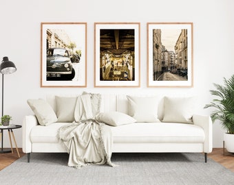 Paris Retro Print Set of Three - Paris Photography Prints - Contemporary - Warm Tones - Neutral Decor - Paris Prints - Paris Poster - Paris