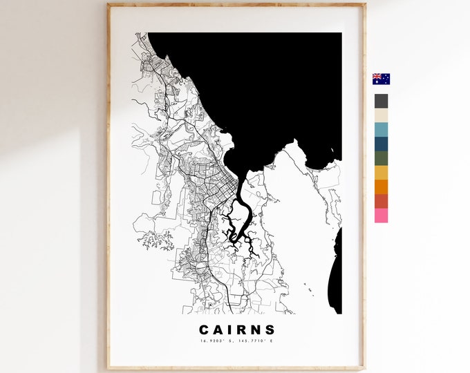 Cairns Map Print - City Map Poster - Map Wall Art - Australia City Maps - Cairns Print - Cairns Poster - Minimalist City Map - Australia
