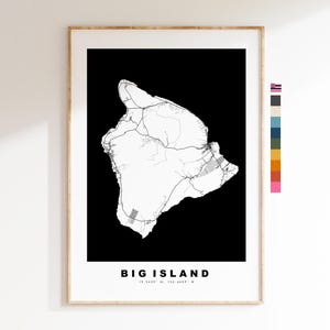 Big Island Stadtplan-Druck – Kartendruck – Kartenkunst – Drucke oder gerahmte Drucke – minimalistisch – Vereinigte Staaten