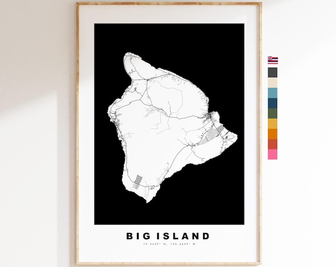 Big Island Island Map Print - Map Poster - Map Art - USA City Maps - Hawaii Island Print - Hawaii Poster - Minimalist Island Map - Hawaii