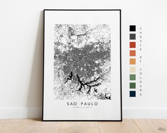 Sao Paulo Map Print - City Map Poster - Map Art - Map Wall Art - Brazil City Map - Sao Paulo Print - Sao Paulo Poster - South America