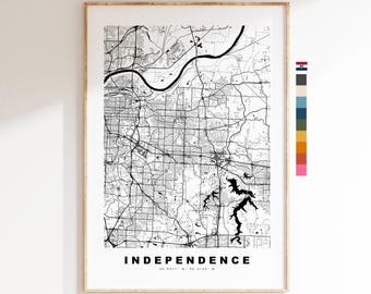 Independence Map Print - City Map Poster - Map Art - USA City Maps - Independence Print -  Poster - Minimalist City Map - Missouri