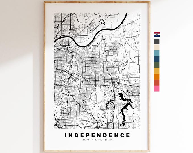 Independence Map Print - City Map Poster - Map Art - USA City Maps - Independence Print -  Poster - Minimalist City Map - Missouri