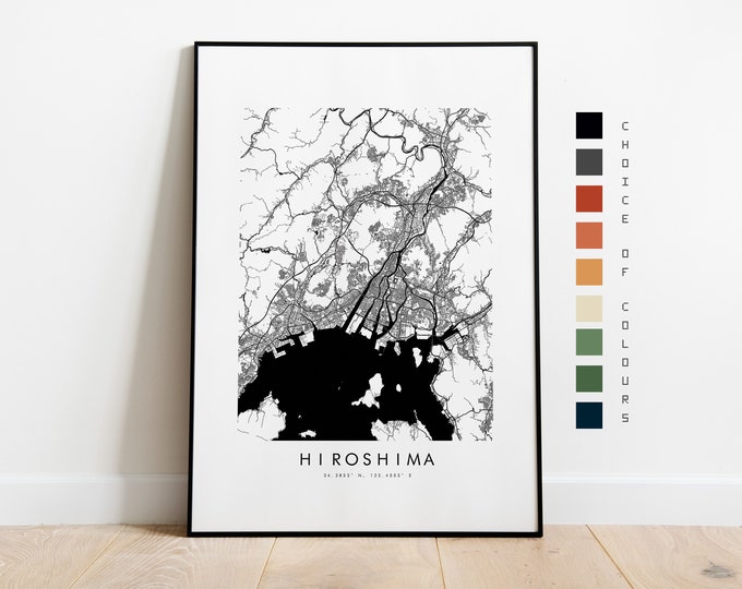 Hiroshima Map Print - City Map Poster - Map Art - Map Wall Art - Japan City Map - Hiroshima Print - Hiroshima Poster - Wall Art - Map - Asia