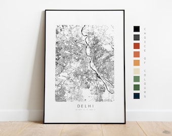 Delhi Map Print - City Map Poster - Map Art - Map Wall Art - India City Map - Delhi Print - Delhi Poster - Wall Art - Map - Asias