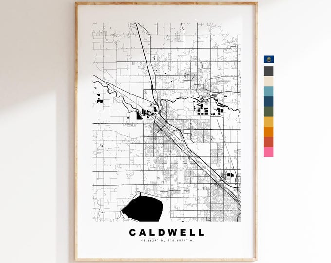Caldwell Map Print - City Map Poster - Map Art - USA City Maps - Caldwell Print - Caldwell Poster - Minimalist City Map - Idaho