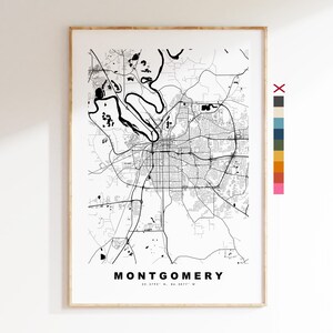Montgomery Stadsplattegrond Print - kaartprint - kaartkunst - prints of ingelijste prints - minimalistisch - Verenigde Staten