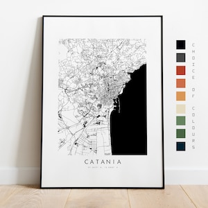 Catania Map Print - City Map Poster - Map Art - Map Wall Art - Italy City Map - Catania Print - Catania Poster - Art  - Minimalist - Europe