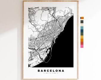 Barcelona Map Print - City Map Poster - Map Art - Map Wall Art - Spain City Maps - Barcelona Print - Barcelona Poster - Minimalist City Map