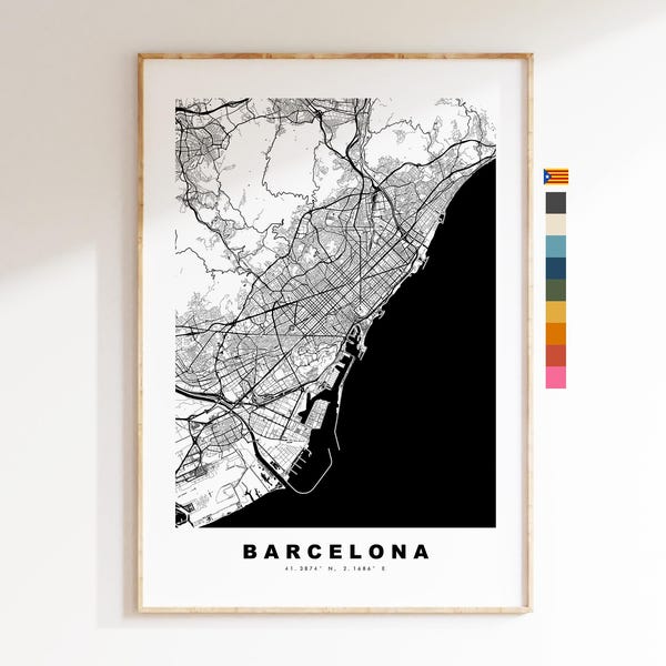 Barcelona Stadtplan – Kartendruck – Kartenkunst – Drucke oder gerahmte Drucke