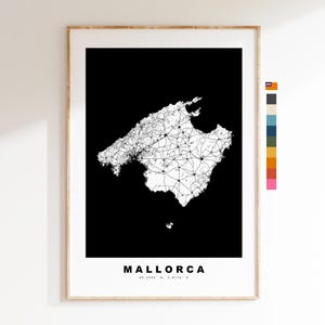 Mallorca Inselkarte - Kartendruck - Kartenkunst - Drucke oder gerahmte Drucke - minimalistisch