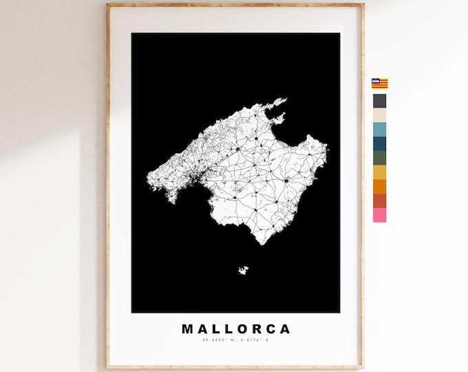 Mallorca Map Print - Map Poster - Map Art - Map Wall Art - Spain Maps - Majorca Print - Balearic Islands Poster - Minimalist Map
