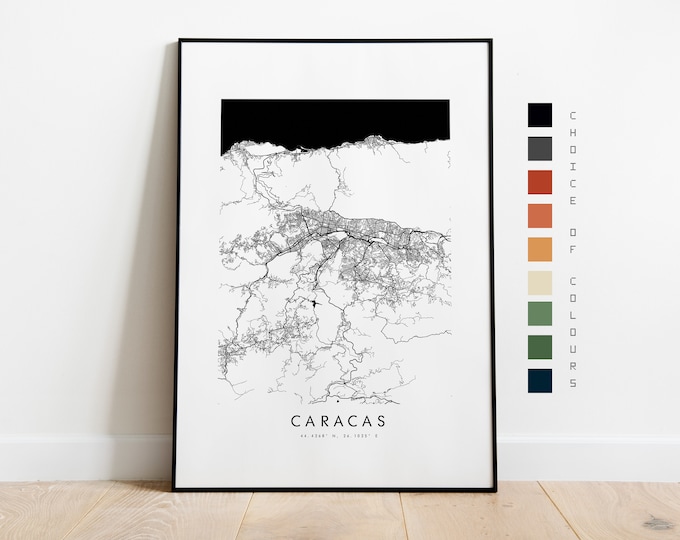Caracas Map Print - City Map Poster - Map Art - Map Wall Art - Venezuela Map - Caracas Print - Caracas Poster - Art - North America