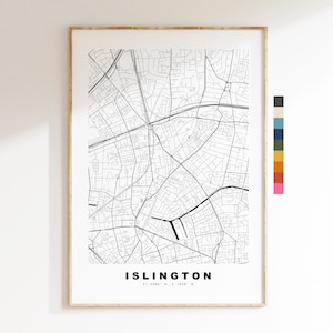 Islington Map Print - Minimalistische Stadt Karte Poster - Kartenkunst - London, UK - Islington Print - Islington Poster - verschiedene Farben erhältlich