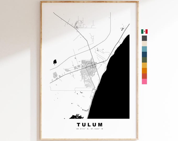 Tulum Map Print - City Map Poster - Map Art - Map Wall Art - Mexico City Maps - Tulum Print - Tulum Poster - Minimalist City Map