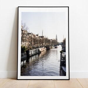 Plakat Amsterdam Canal - Amsterdam Photography Print - Fine Art Photography - Sztuka ścienna - Plakat - Wydruk - Oprawione - Płótno - Prezent - Canals
