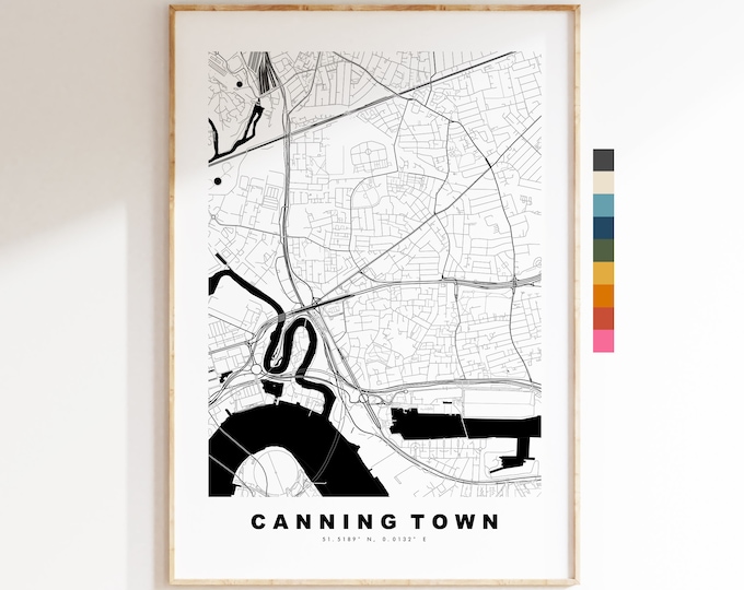 Canning Town Map Print - Minimalist City Map Poster - Map Art - London, UK - Canning Town  Print - Poster - Different Colours Available