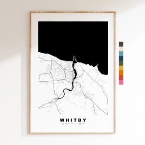 Impresión de mapa de Whitby - Póster de mapa de ciudad minimalista - Arte de mapas - Reino Unido - Impresión de Whitby - Póster de Whitby - Diferentes colores disponibles