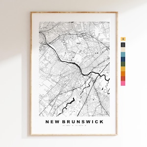 New Brunswick Stadtplan-Druck – Kartendruck – Kartenkunst – Drucke oder gerahmte Drucke – minimalistisch – Vereinigte Staaten