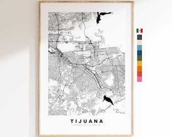 Tijuana Map Print - City Map Poster - Map Art - Map Wall Art - Mexico City Maps - Tijuana Print - Tijuana Poster - Minimalist City Map