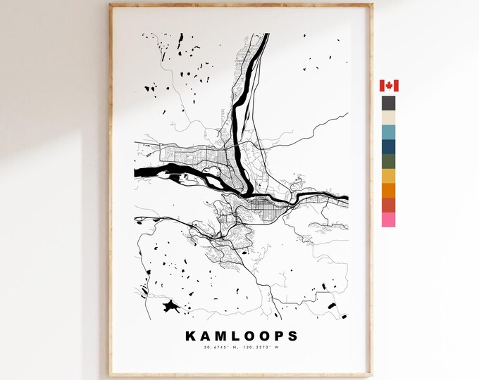 Kamloops Map Print - City Map Poster - Map Art - Map Wall Art - Canada City Maps - Kamloops Print - Kamloops Poster - Minimalist City Map