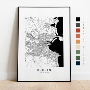 Dublin kaart print - stadskaart poster - kaart kunst - kaart muur kunst - Ierland stadskaart - Dublin print - Dublin poster - muurkunst - Europa