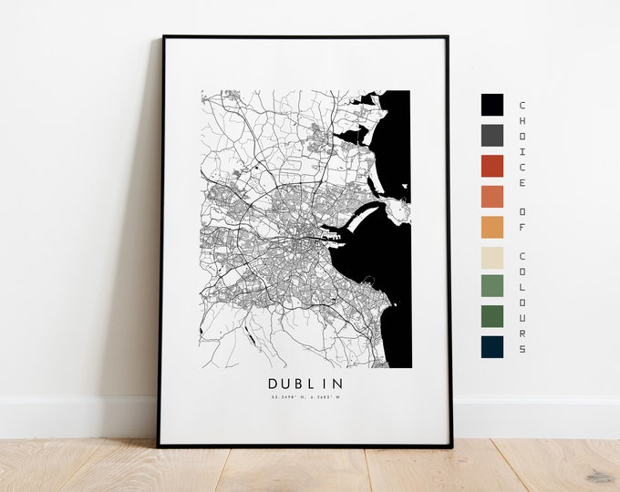 Dublin Map Print - City Map Poster - Map Art - Map Wall Art - Ireland City Map - Dublin Print - Dublin Poster - Wall Art - Europe