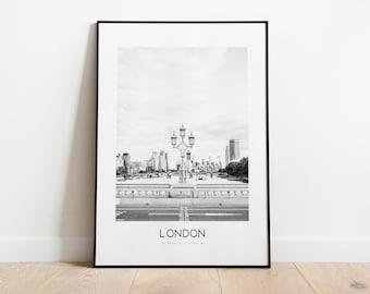 London City Poster Print - Black and White Minimalist City Print - Coordinates - London Poster - London Art Print - UK - London Photography