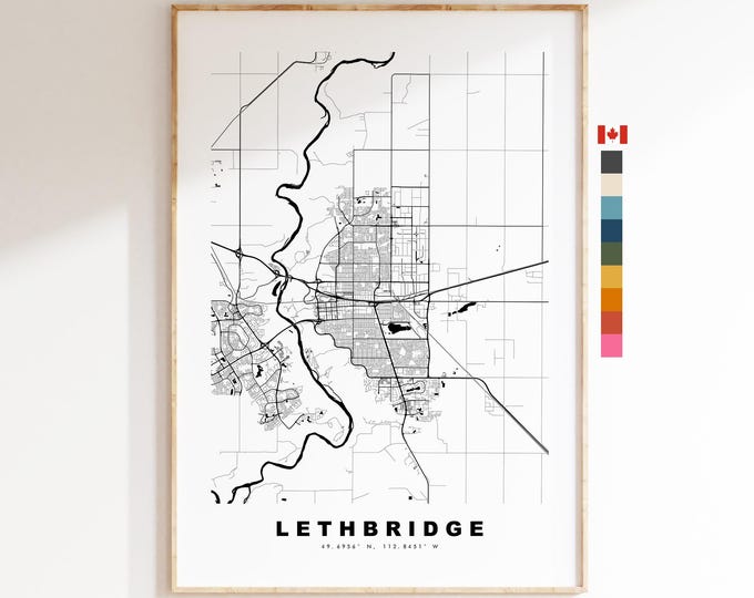 Lethbridge Map Print - City Map Poster - Map Art - Map Wall Art - Canada City Maps - Lethbridge Print - Poster - Minimalist City Map