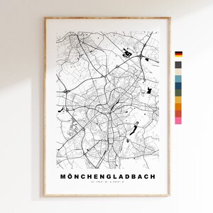 Mönchengladbach Impressão de mapa da cidade - Mapa minimalista da cidade - Arte de parede de mapa - Impressões ou impressões emolduradas