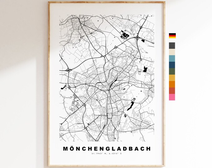 Monchengladbach Map Print - City Map Poster - Map Wall Art - Germany City Maps - Monchengladbach Print - Poster - Minimalist City Map