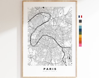 Paris Map Print - City Map Poster - Map Wall Art - France City Maps - Paris Print - Paris Poster - Minimalist City Map - France